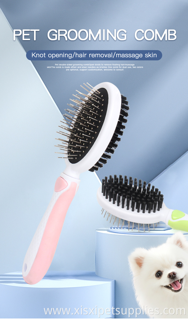 Factory Wholesale 2 In 1 Double Sided Cat Massage Comb Pet Dog Needle Grooming Comb
